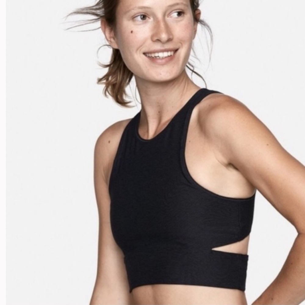 Brand new with tags gray/ black xs outdoor voices crop top with open back slit